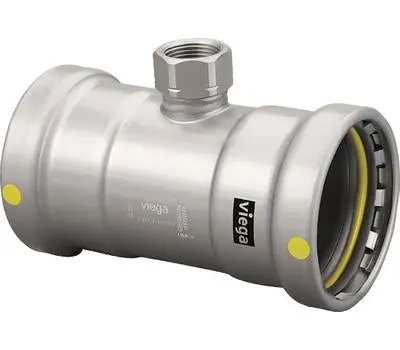 Viega 28735 MegaPressG 4 in. Press x 4 in. Press x 3/4 in. FPT Zinc Nickel Carbon Steel Tee