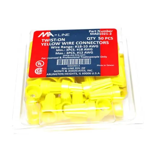 Ma-line MA01021-2 Yellow Hrd Wre Nut 50/Pk