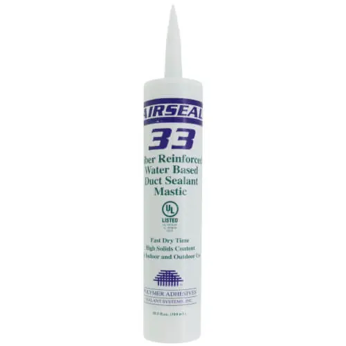 Polymer Adhesives AS33-T Gray Airseal 33 Fiber Reinforced Water-Based Duct Sealant Mastic 10.5 oz.