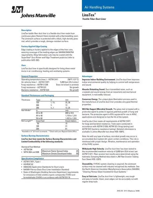PROPERTY ARMOR AHS370 LinaTex Textile Fiber Duct Liner