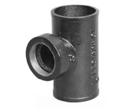 Charlotte Pipe NH000344000 Cast Iron Sanitary Tapped Tee 4 inch x 4 inch x 2 inch Spigot x Spigot x Female NPT Thread