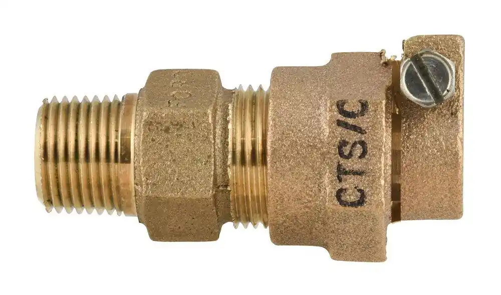 Ford Meter Box C84-34-NL 3/4 x 1 x 2-3/8 in. MIPT x Pack Joint Reducing Brass Water Service Coupling
