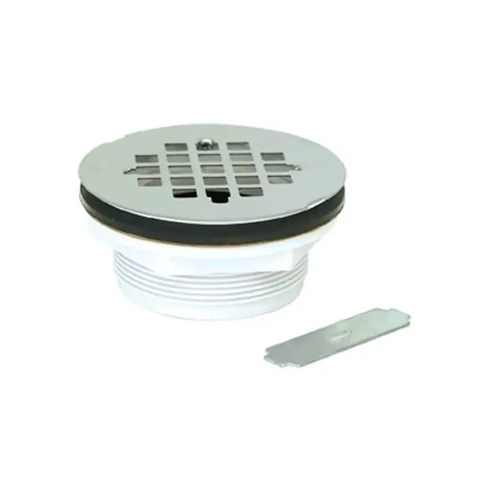 EZ-FLO 15308 PVC Stainless No-Caulk Replacement Drain Strainer/Stopper For Shower Bathtub With Wrench, 2-Inch Grid