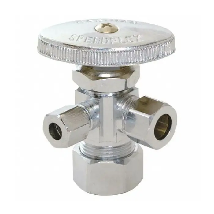 EZ-FLO 04351LF Eastman 5/8 Comp X 3/8 Comp X 1/4 Comp Dual Outlet Stop Valve