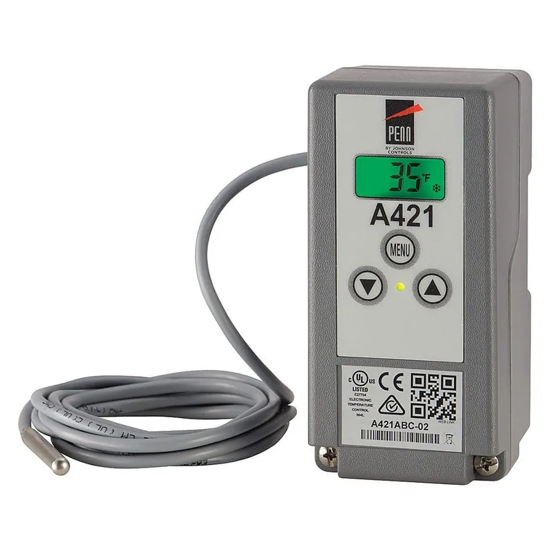 JOHNSON A421ABC-04C Electronic Single Stage Temperature Control 120/240 Vac Ul Type 1 IP20 SPDT 4M (13') Temperature Sensor