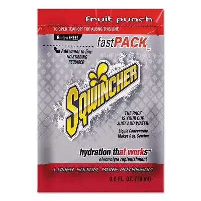 Sqwincher 159015305 Fast Pack Fruit Punch Liquid Concentrate 0.6 oz Pack