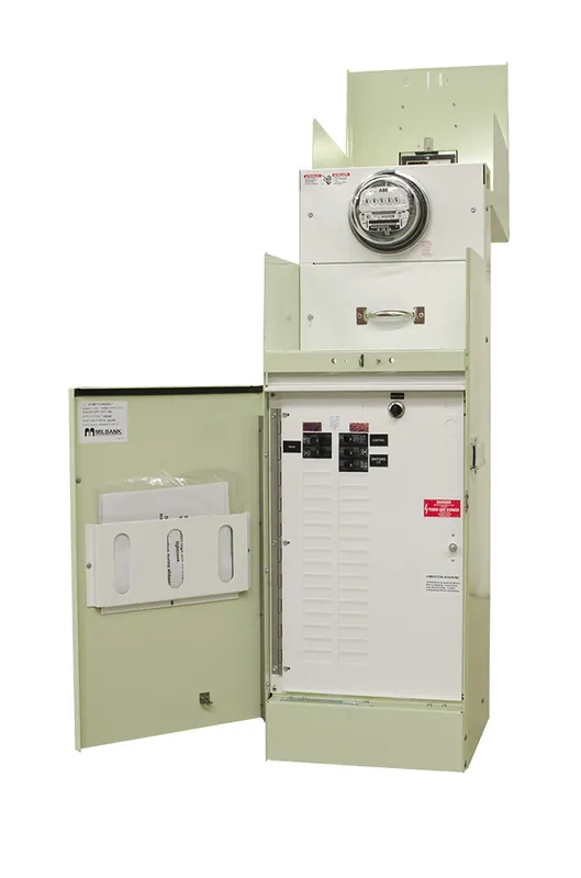 Milbank CP3B12119A22 Ring Type 200 Amperes 240 Volt 4 Terminal Main Circuit-breaker 24 Circuit Loadcenter 22k Mint Green