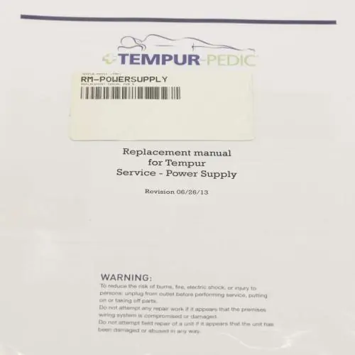 Tempur-pedic RM-POWERSUPPLY Replacement Manual Power Supply