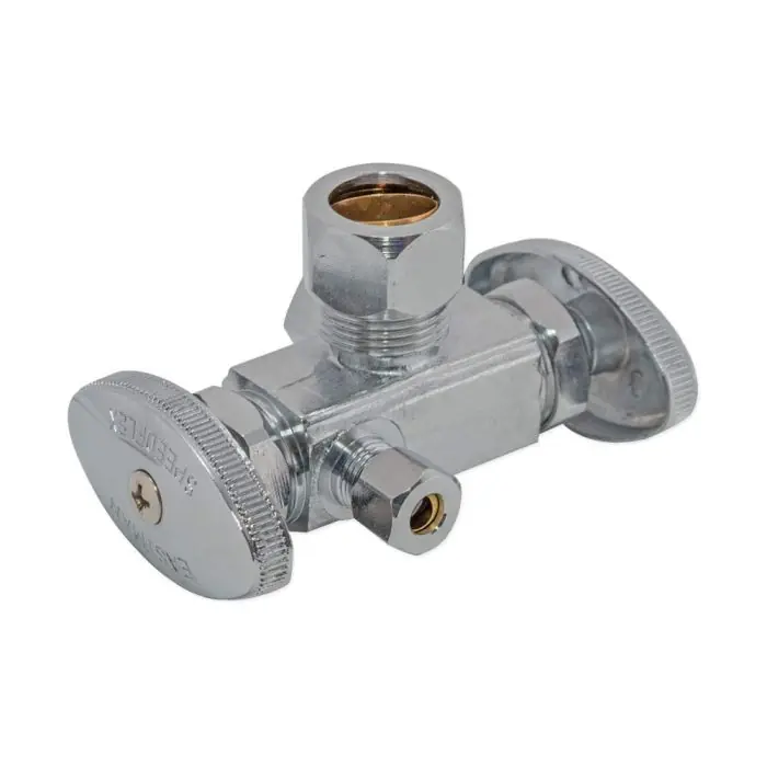 EZ-FLO 04350LF Eastman 5/8Od X 3/8Od X 1/4Od Dual Outlet/Dual Handle Stop Valve