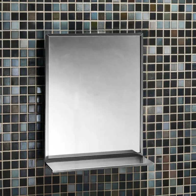 Bobrick 1661836 Channel-Frame Mirror with Stainless Steel Shelf