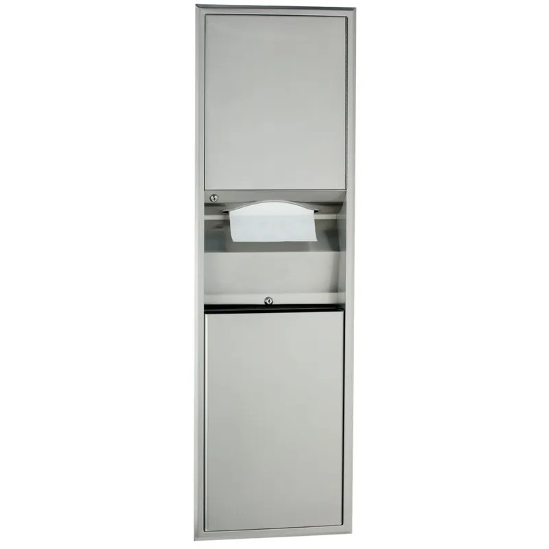 Bobrick 3940 Recessed Convertible Paper Towel Dispenser and Waste Receptacle
