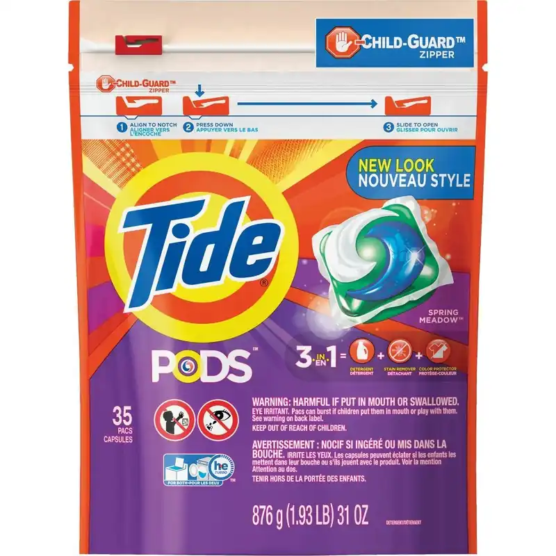 Tide 93127 Tide Pods Spring Meadow Child-Guard Zipper Laundry Detergent (35-Count)