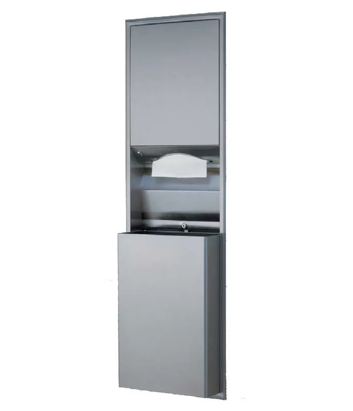 Bobrick 3942 ClassicSeries Semi-Recessed Convertible Paper Towel Dispenser and Waste Receptacle