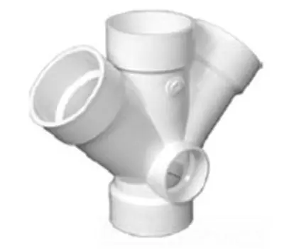 Charlotte Pipe PVC00611S0600 Plastic Wye Double with 2 Side Inlet, 3 inch x 3 inch x 3 inch x 3 inch, PVC, Schedule 40