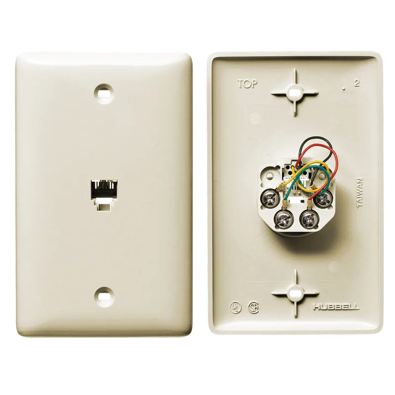 Premise Wiring NS730LA Plates, 1-Gang, With Jack, 6-Position 4-Conductor, Screw Terminal, Light Almond