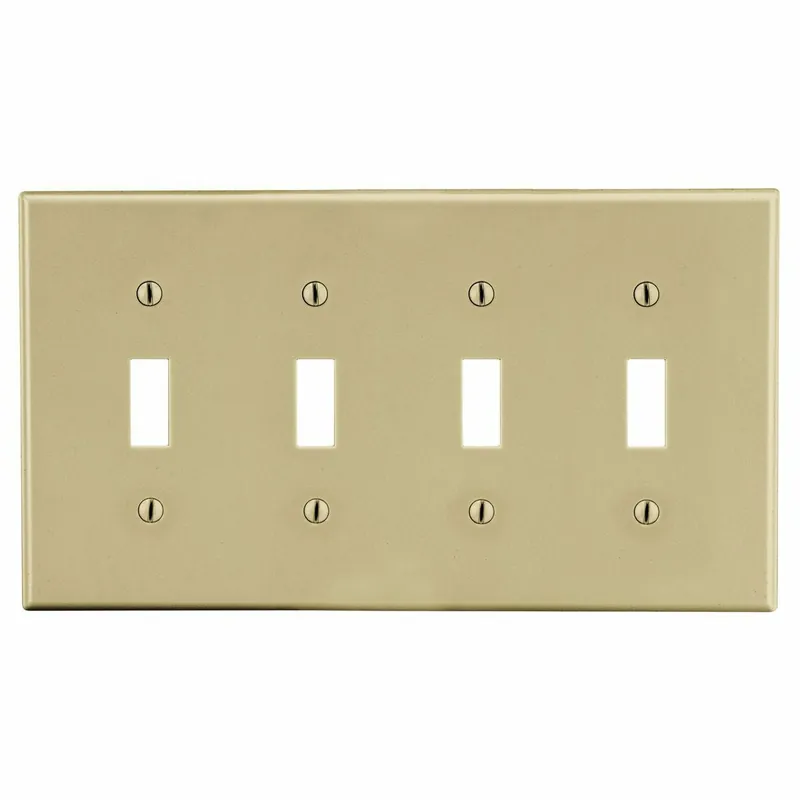 PREMISE WIRING P4I Wallplate Non-Metallic 4-Gang Toggle Ivory