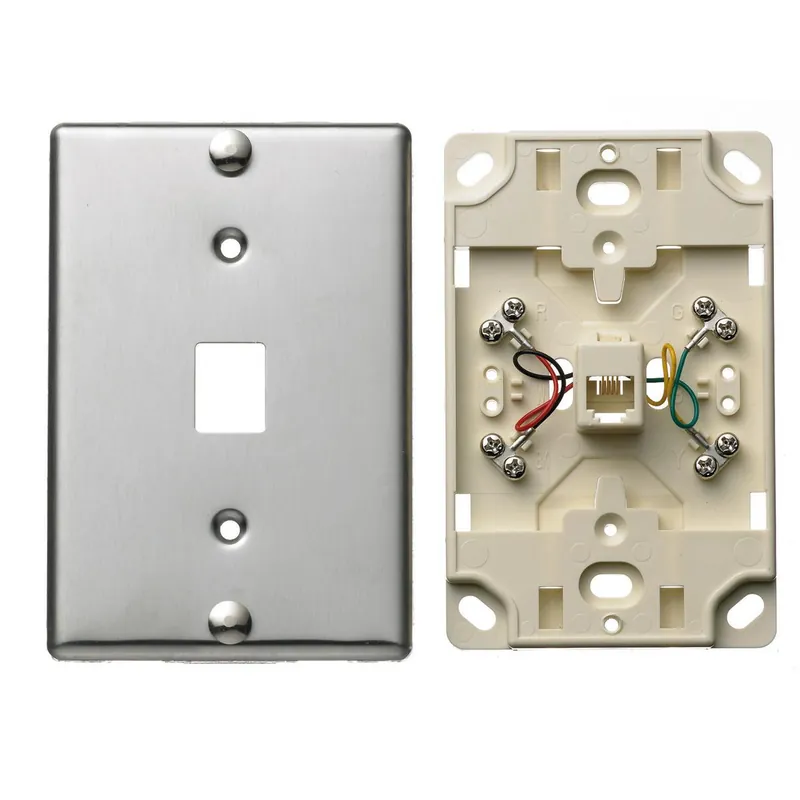 Premise Wiring NS726SS Telephone Wall Jack 6-Position 4-Conductor Standard