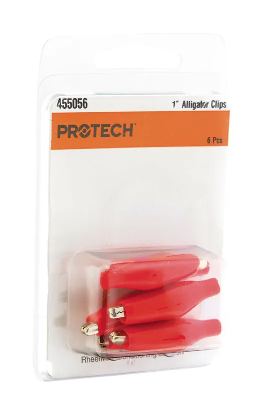 RHEEM 455056 Insulated Alligator Clips Red 1 Inch Pack of 6