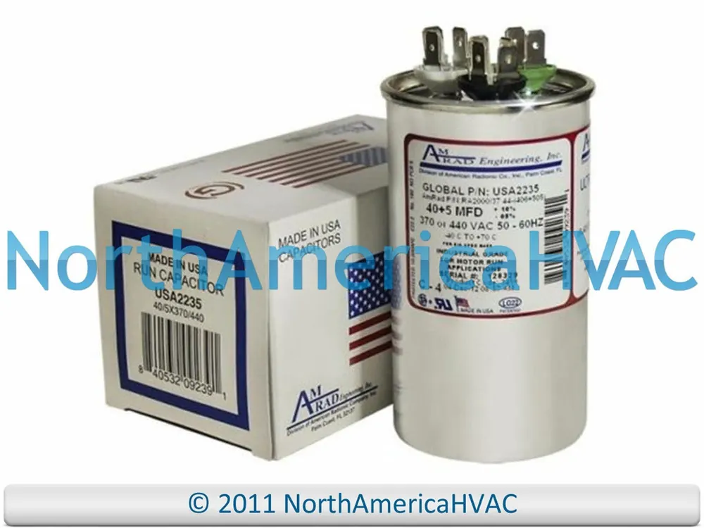 Rheem USA2235 Amrad Dual Round Capacitor 40/5 uF 440 VAC