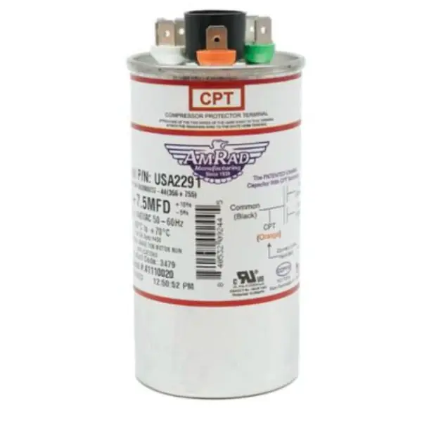 RHEEM USA2291 Rheem AmRad Run Capacitor 35 + 7.5 uf MFD 370/440 Volt