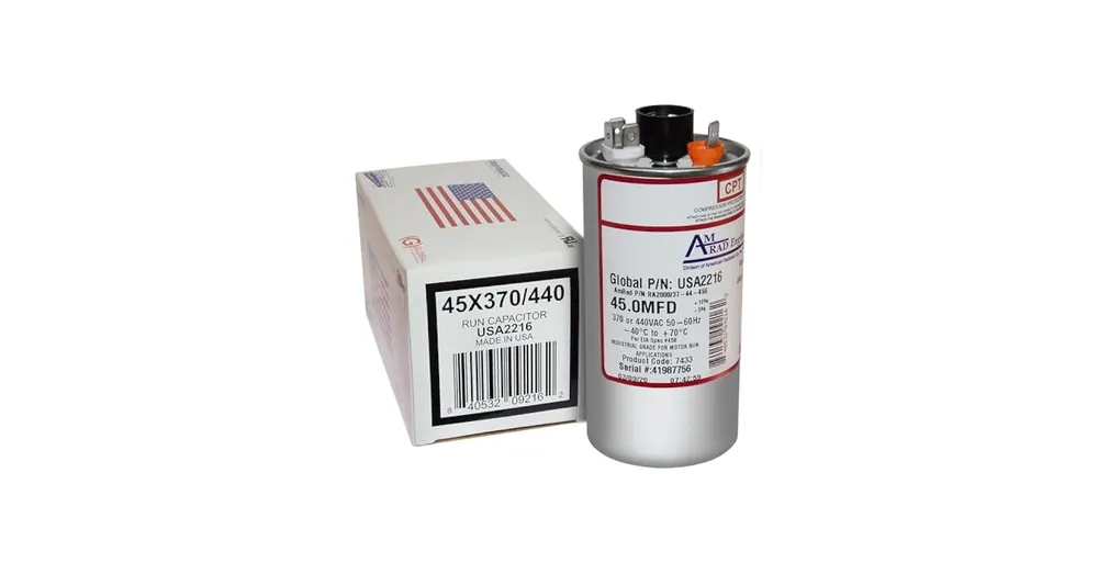 Trane CPT0449 45 uF MFD x 370 VAC Genteq Replacement Capacitor