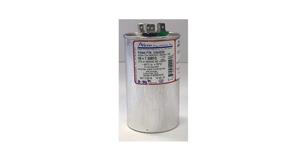 RHEEM USA2232 40/7.5 MFD 370/440V Round USA Made Capacitor