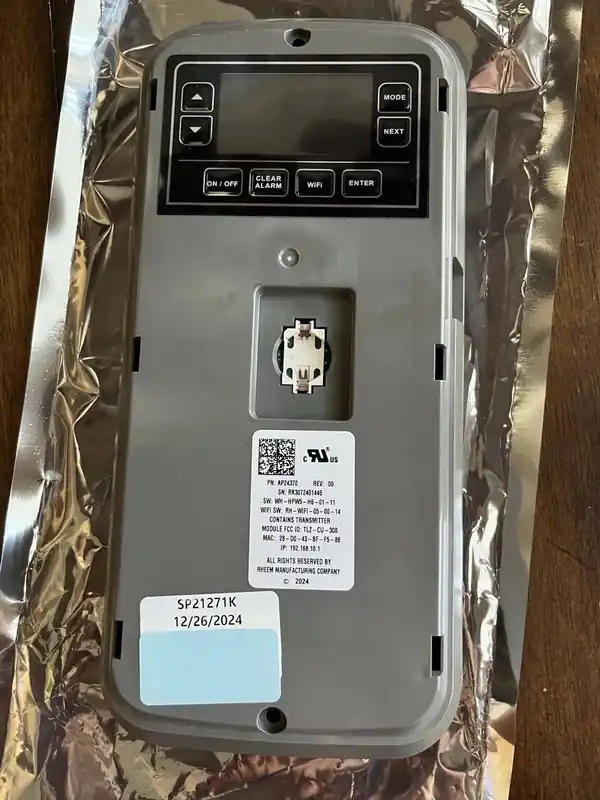 Rheem SP21271K Display Control for HPWH GEN 5 50 Gal 120V