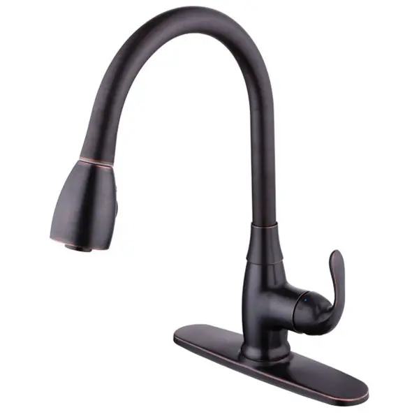 Luxury Line 192-5882 Shawnee High Arc Single Handle Pull Down Kitchen Faucet, Oil Rubbed Bronze