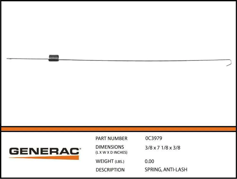 Generac 0C3978 Anti-Lash Spring