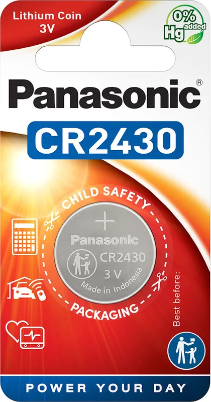 PANASONIC CR2430 Lithium Coin Cell Battery 3V