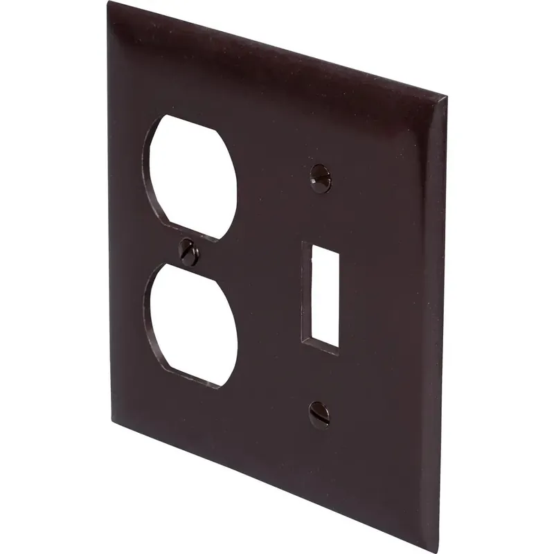 Pass & Seymour SP18 2-Gang Toggle and Duplex Combination Plate, Brown