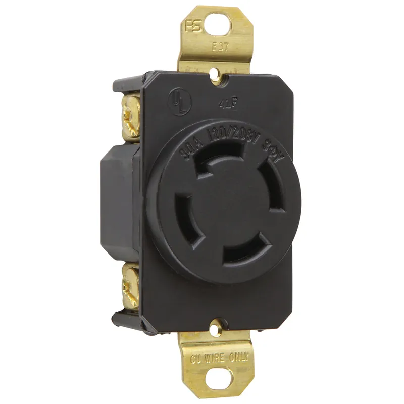 Pass & Seymour 3430 Turnlok 3-Phase Compact Non-NEMA Single Straight Blade Receptacle, 120/208 VAC, 30 A