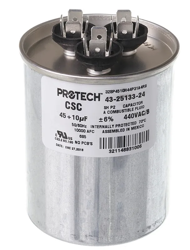 RUUD 43-25133-24 Dual Run Capacitor - 45 + 10 UF/MFD 440V