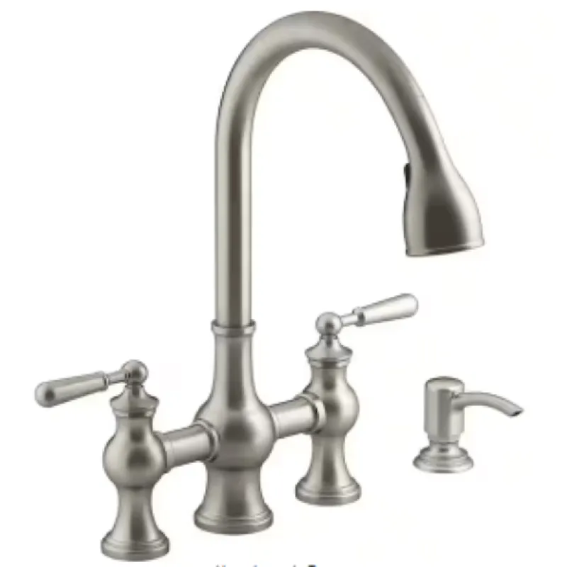 Kohler K-R21070-SD-VS Pull-down Bridge Kitchen Faucet with Soap/Lotion Dispenser