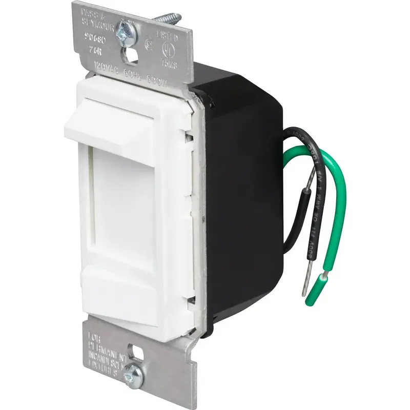 Pass & Seymour 90680W Wide Slide Series Dimmer with Preset Switch, 600W