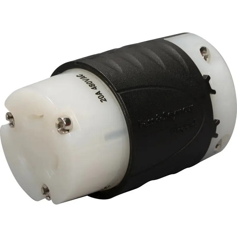 Pass & Seymour L820C Turnlok NEMA Connector, 20A, 480VAC, Black/White