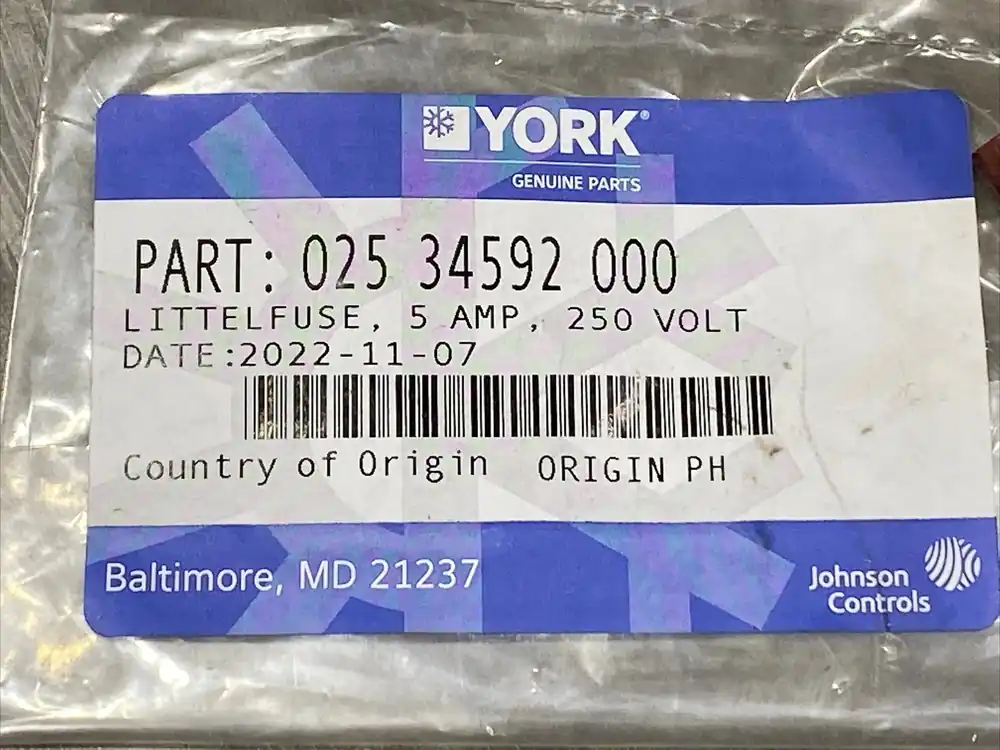 YORK 025-34592-000 Fuse 5A 250V