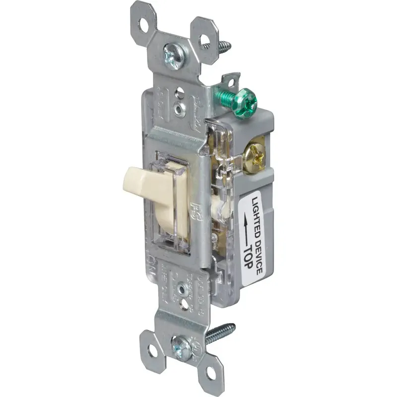 Pass & Seymour 660-ISLG Lighted Self-Grounding Toggle Switch, 120 VAC, 15 A, 1/2 hp