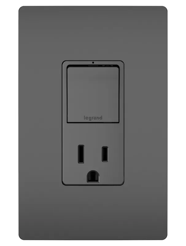 Pass & Seymour RCD38TRBK Combination Single Pole/3-Way Switch & Tamper Resistant Receptacle, 15A 120/125V - Black