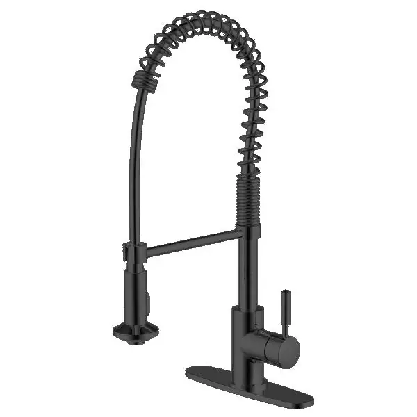 Luxury Line 192-7173 Sophia Single Handle Spring Coil Pull-Down Kitchen Faucet, Matte Black