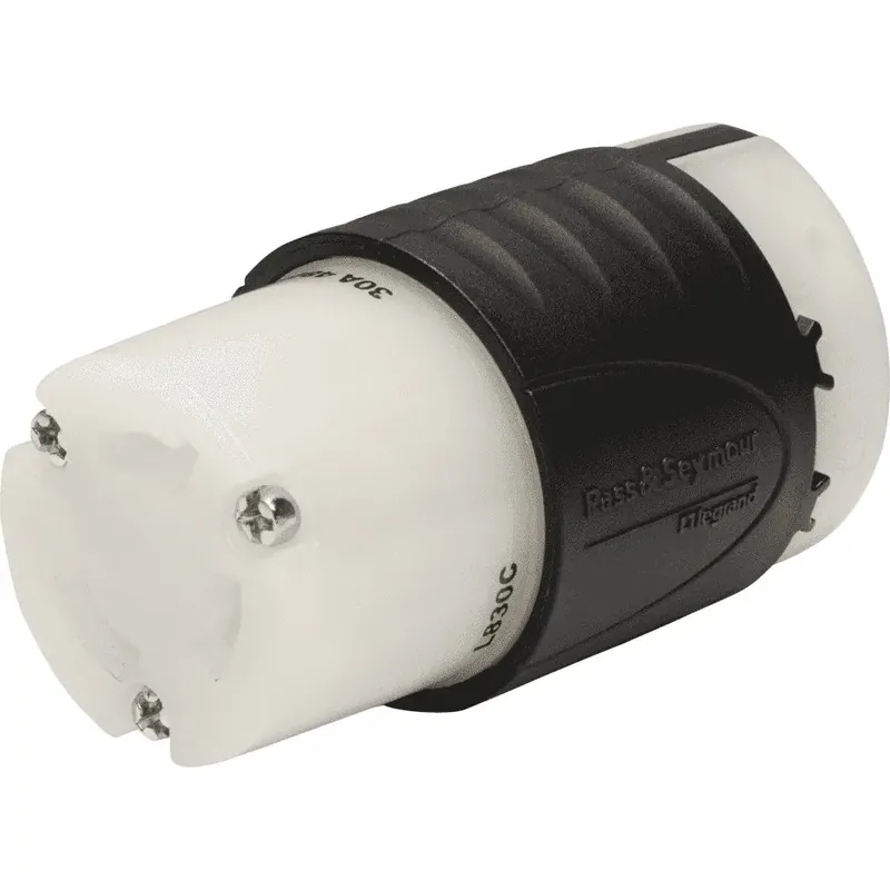 Pass & Seymour L830C 30A Turnlok NEMA Connector 3-Wire 480V Black/White