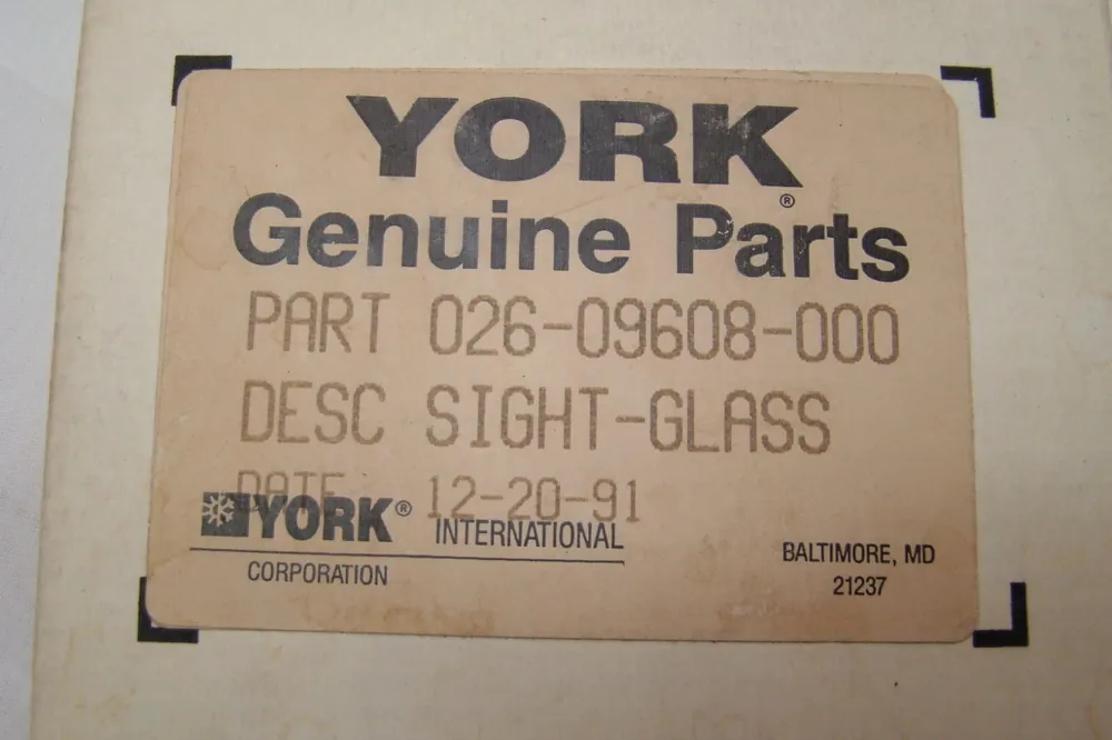 York 026-09608-000 Sight Glass - 4 Inches OD x 3/4 Inches Thick