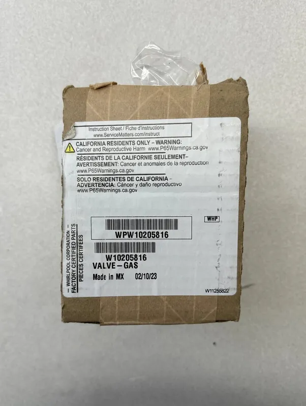 Whirlpool WPW10205816 Range Oven Gas Valve