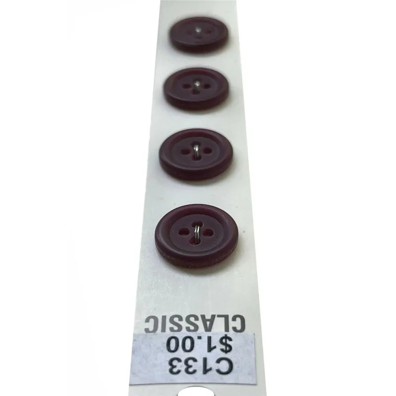 Blumenthal 133 Burgundy Round 4-Hole Buttons - 5/8 inch - 4 Pack