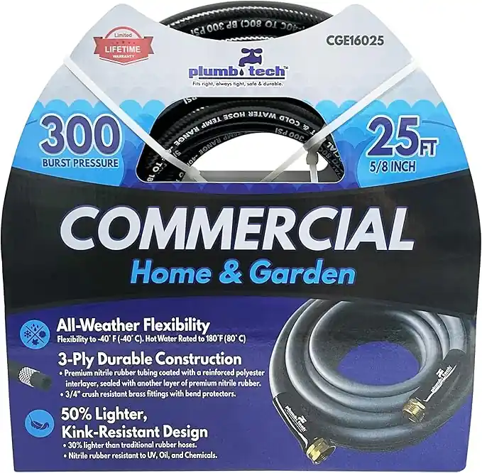 Grip Tight Tools CGE16025 5/8 inch x 25 foot Nitrile Rubber Water Hose