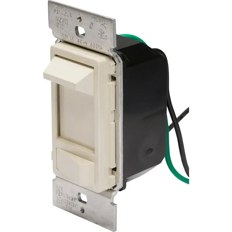 Pass & Seymour 90680-LA Wide Slide Series Dimmer with Preset Switch Light Almond