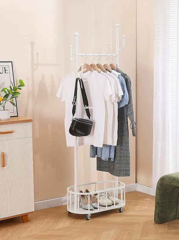 Amazon Com BOOSDEN Metal Clothing Rack with Wheels