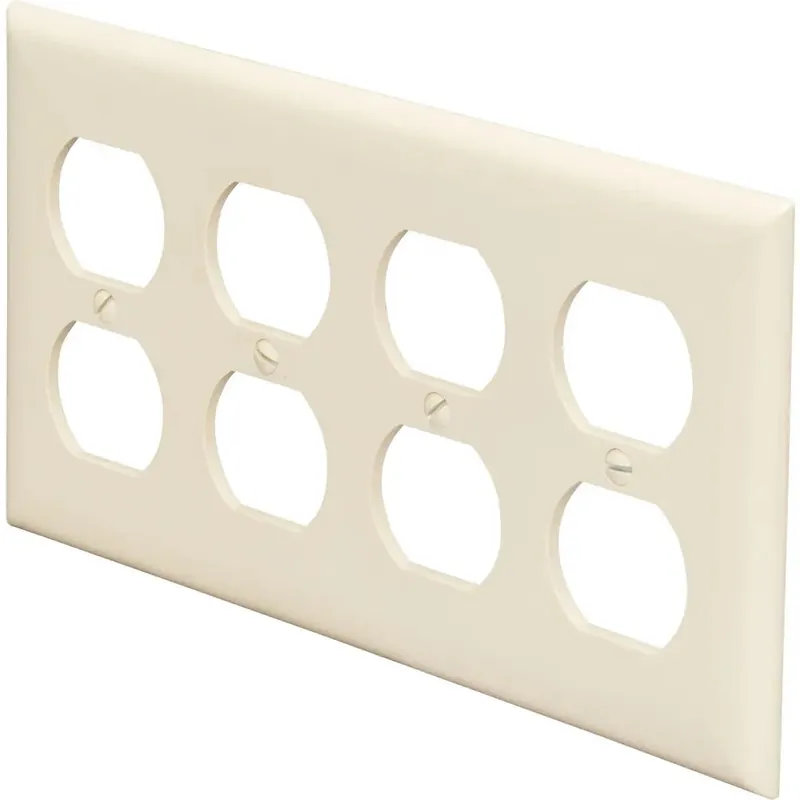 Pass & Seymour SP84I Duplex Receptacle Openings, 4-Gang, Ivory