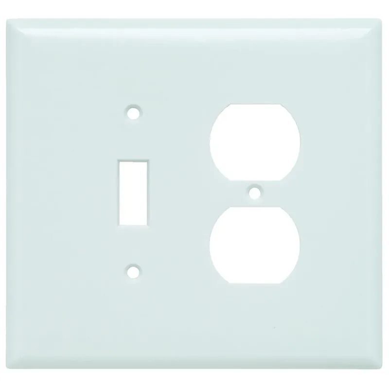 Pass & Seymour SPO18-W Jumbo Standard Sized Combination Wallplate, 2 Gangs, 5 in
