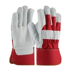 Protective Industrial Products 87-1944/L Top Grain Goatskin, Premium Grade, Red Fabric Back, Rubberized SC, Large